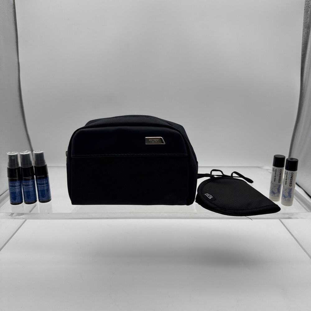 TUMI for Delta Soft Case Shell Toiletry Cosmetic Case + Pillow Mist, Mask & Balm